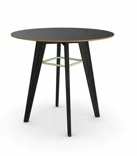 Jinx Table with black laminate top, black legs and pale green link ring