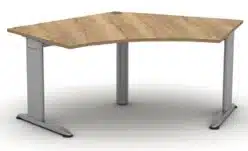 K2C Desks And Workstations 120 degree delta workstation with 800mm deep ends, silver frame and legs