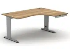 K2C Desks And Workstations core workstation with pedestal bracket - 800deep and 600deep ends with silver frame and legs - right hand illustrated