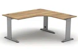 K2C Desks And Workstations radial workstation - 800deep and 600deep ends with silver frame and legs - right hand illustrated