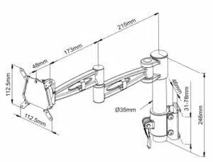 Kardo Monitor Arm Tool Rail Arm Dimensions