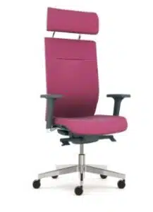 Kind Executive Task Chair with headrest, 2D adjustable arms, upholstered seat and back, chrome gas lift and polished bas on castors KDT43C