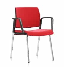 Kind Meeting Chair with upholstered seat and back, with arms shown with a chrome 4 leg frame KDMC02B
