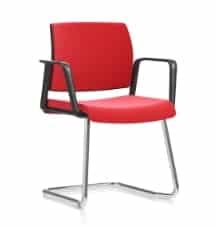 Kind Meeting Chair with upholstered seat and back, with arms shown with a chrome cantilever frame KDMC32B