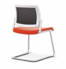 Kind Meeting Chair with upholstered seat and mesh back, no arms shown with a white cantilever frame KDMC51WB