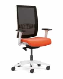 Kind Mesh Task Chair with 2D adjustable aluminium arms, white plastic back and seat, white base KDT03W-SS