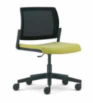 Kind Swivel Chair upholstered seat and mesh back, black base with castors KDMC43B