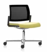 Kind Swivel Chair upholstered seat and mesh back, polished aluminium base with castors KDMC81C