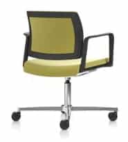 Kind Swivel Chair with arms, upholstered seat and back, polished aluminium base with castors KDMC61C