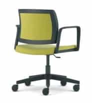 Kind Swivel Chair with fixed arms, upholstered seat and back, black base with castors KDMC42B