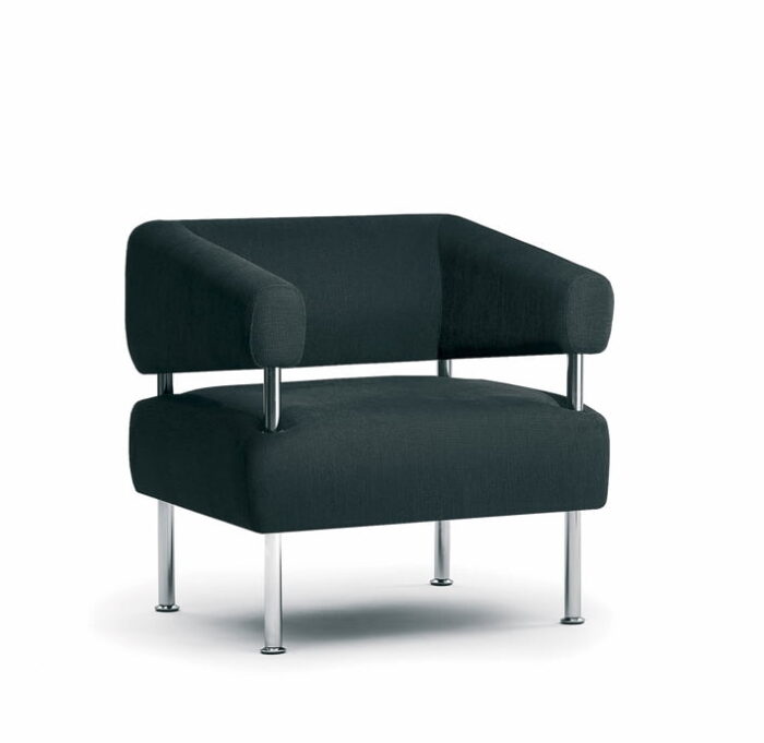 Koko Soft Seating KKO3 single seat armchair with elevated backrest and four leg chrome finish frame