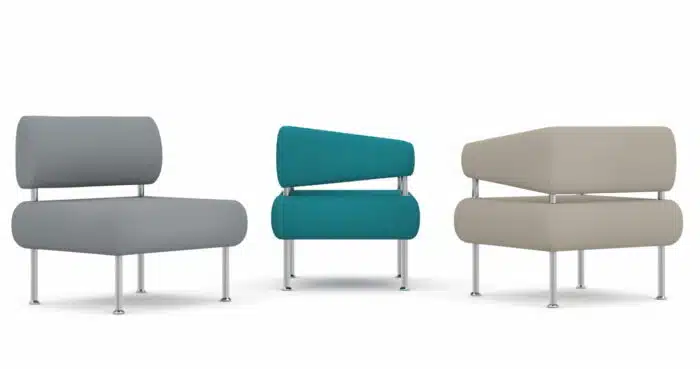 Koko Soft Seating three single seat units, 2 armchairs and one bench seat