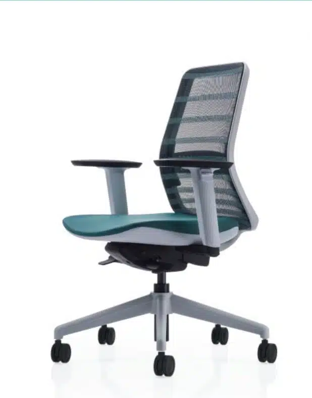Koplus Tonique Task Chair with green mesh and seat, and aluminium base