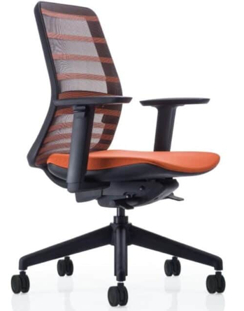 Koplus Tonique Task Chair with orange mesh and seat, and black base