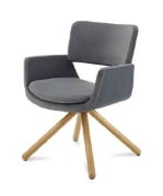 Korus Soft Seating armchair with solid oak 4 leg fixed broomstick base SKO1/P