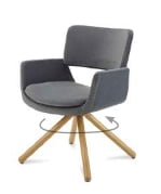 Korus Soft Seating armchair with solid oak 4 leg swivel broomstick base SKO1/Q