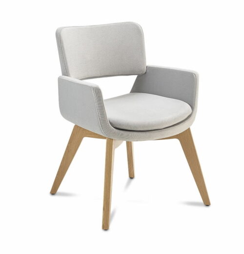 Korus Soft Seating chair with 4 leg base in solid oak