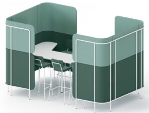 Leaf Pods And Sofas six person collaboration pod with integral central table BRAINSTORM POD H3