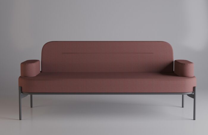 Leaf Pods sofa module shown with pink upholstery
