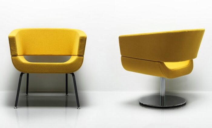 Lola Soft Seating pair of chairs with 4 leg metal base and swivel disc base