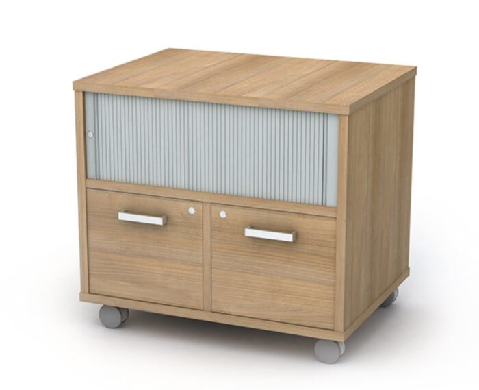 Low Mobile Storage Unit personal tambour unit with silver, white or black trim