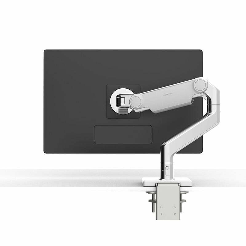 M8.1 Monitor Arm shown in white and polished alumium