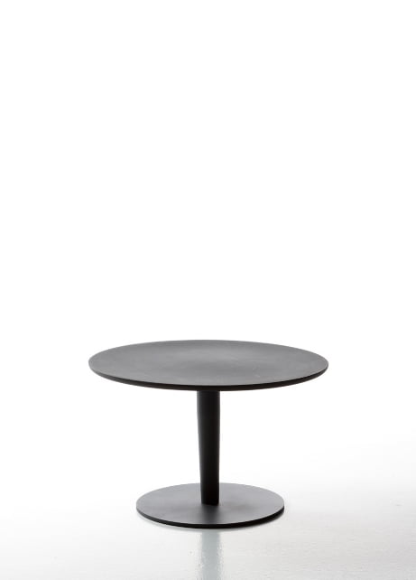 Margarita Breakout Table round coffee table with anthracite top and anthracite pedestal base