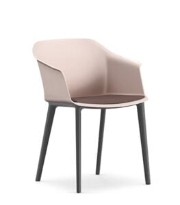 Matt Chair with self arms, four leg metal base, upholstered seat pad and polproylene shell MAT-02