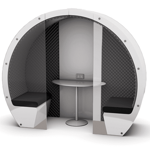 Meeting Pod 2 seater part enclosed with acoustic back panel, table, power and lighting pack