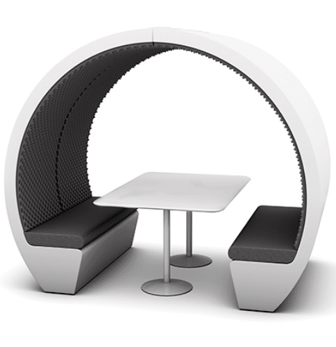 Meeting Pod 4 seat open booth with cushioned seating and table