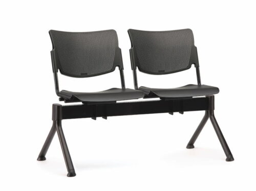Mia Beam Seating 2 person module with breathable plastic back, plastic seat and tubular black steel frame MA1CCB