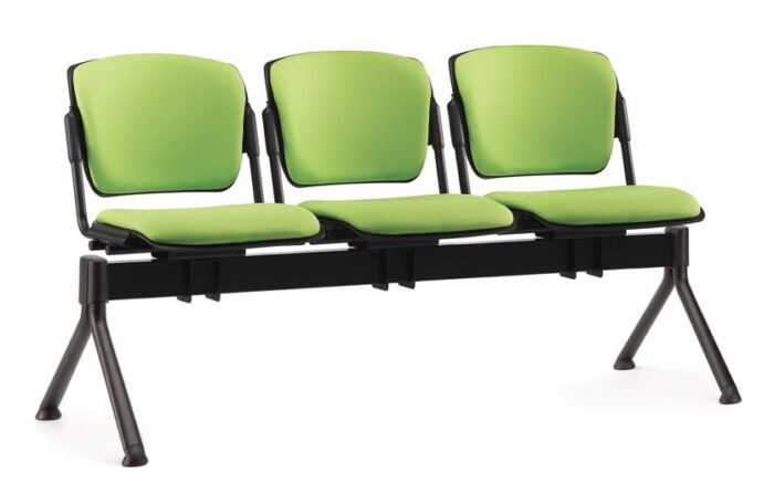 Mia Beam Seating 3 person module with upholstered seat & back and tubular black steel frame MA5CCCB