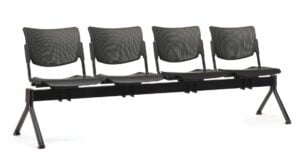 Mia Beam Seating 4 person module with breathable plastic back, plastic seat and tubular black steel frame MA1CCCCB