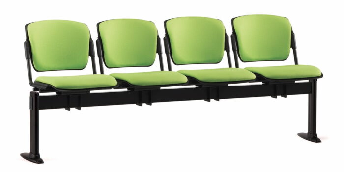 Mia Beam Seating 4 person module with upholstered seat & back and tubular black steel frame MA5CCCCB