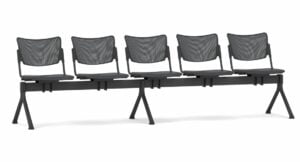 Mia Beam Seating 5 person module with breathable plastic back, plastic seat and tubular black steel frame MA1CCCCCB