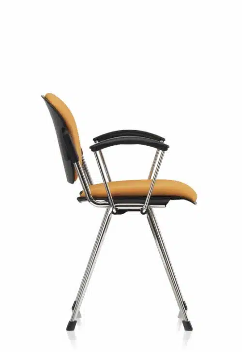 Mia Meeting Chair with fixed arms, upholstered seat and back, stackable 4 leg chrome frame MA06C