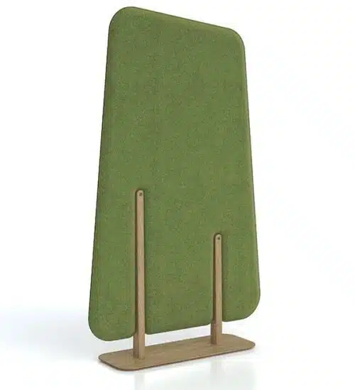 Mirage Trees - single large screen shown with dark green upholstery and wooden base_supports