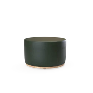 Moat High Round Pouffe with a light wood base