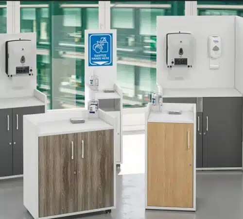 Mobile Storage And Sanitising Station group of mobile and static units