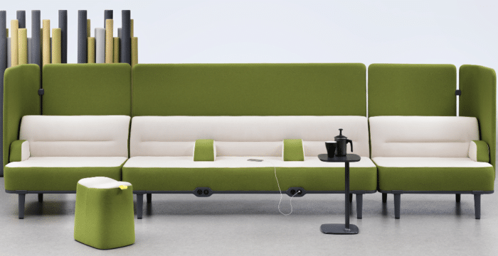 Mote Soft Seating long run of sofa and two chair with back screens