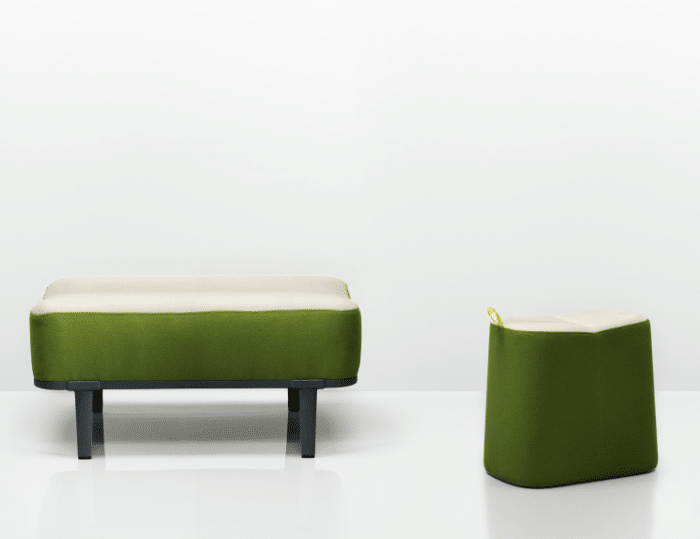 Mote Soft Seating two stools in green and cream