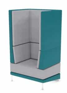 Mount Booth single seat booth shown with two-tone upholstery and polished chrome feet SEMOSOA