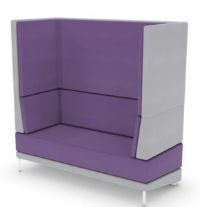Mount Booth two seater booth shown with two-tone upholstery and polished chrome feet SEMODBA