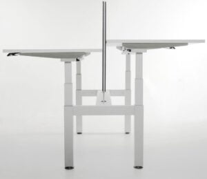 Mount Sit-Stand Desk profile view of desk in white finish