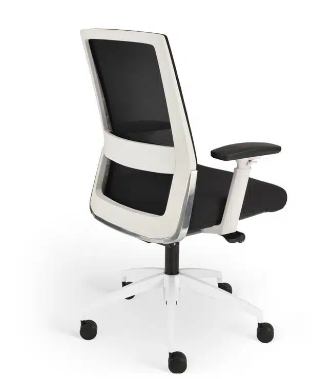 Nero Mesh Back Task Chair rear view of chair with white frame