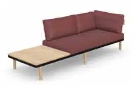 Neve Seating sofa with left hand side arm and right hand side table NEV3.LSA.C