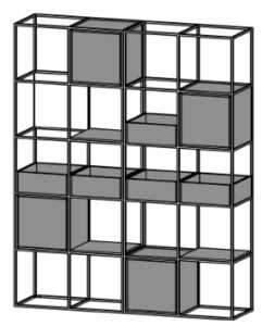 Novus Modular Shelving example configuration 4 - 2 x (2x5) Frame, 4 x MFC Locker, 5 x MFC Planter, 3 x MFC Shelf