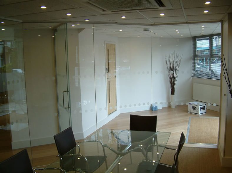 Office Refurbishment showing a glass walled meeting room