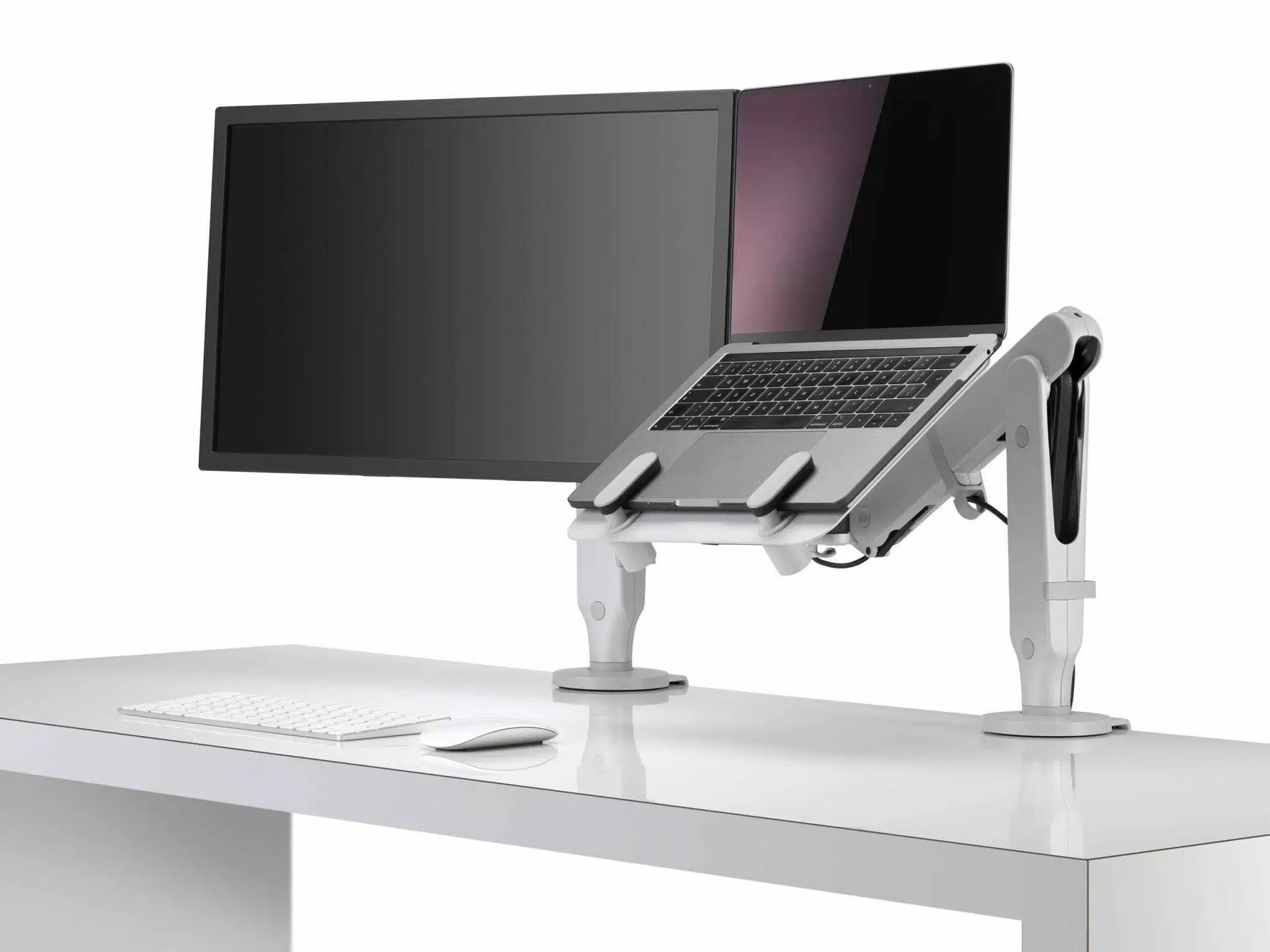 Ollin Laptop And Tablet Mount - Silver - With Dual Monitor