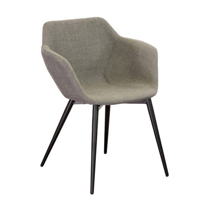 Ora Chair with a grey upholstered shell and 4 leg black metal frame ORC.4L1.UPH